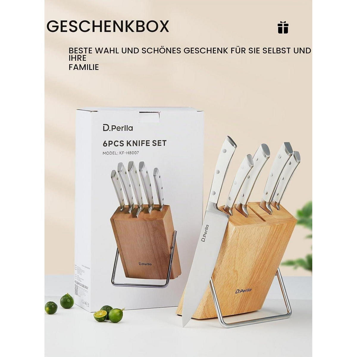 MESSERBLOCK Set 6-teilig Edelstahl Weiß - Weiß, Metall (15/14.5/21cm)