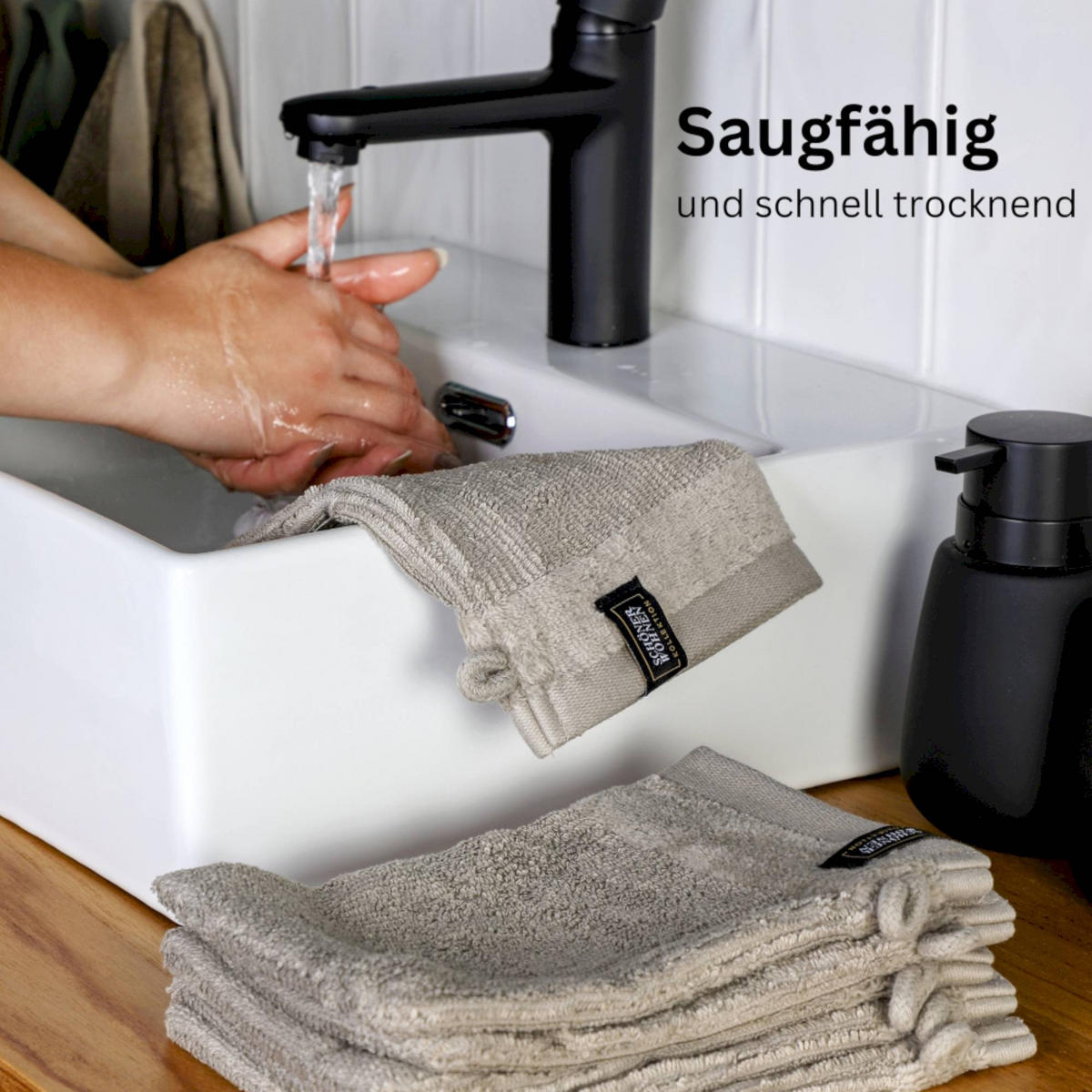 WASCHHANDSCHUH SENSE-6 - Sandfarben, Textil (16/21cm) - Schöner Wohnen