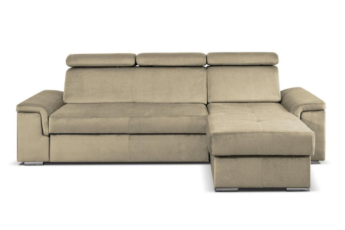 ECKSOFA Monaco L-Form mit Schlaffunktion und Bettkasten 245 cm, beige - Beige, Holz/Kunststoff (245/163cm) - Margaret Hadas24