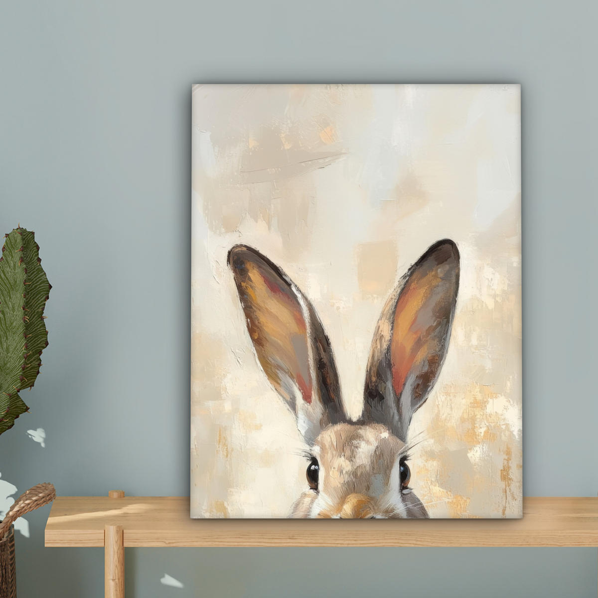 LEINWANDBILD Hase - Ohren - Braun Room Decor 30x40 cm - Beige, Textil (30/40cm) - MuchoWow