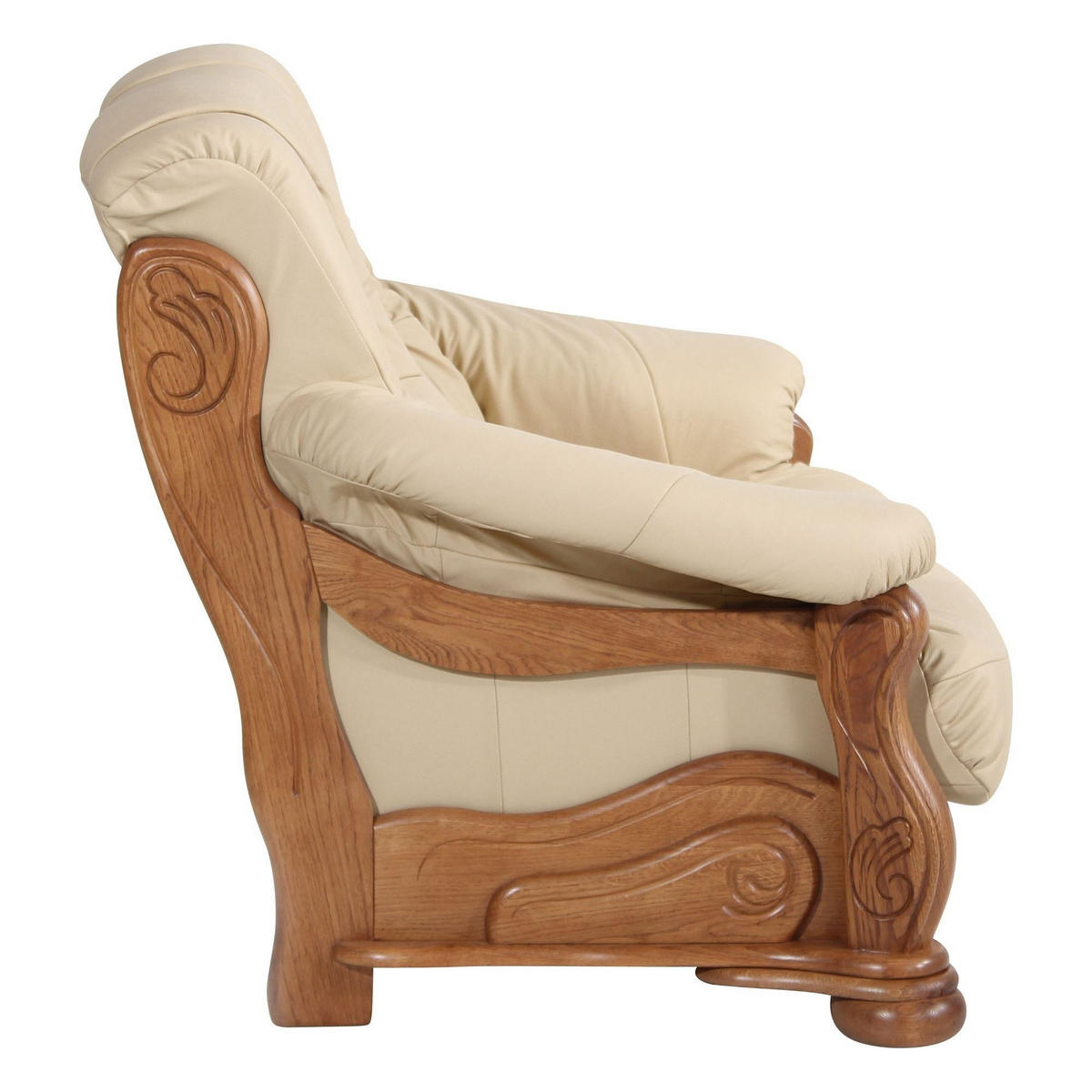 SOFA 2-Sitzer Katlin Bezug Echtleder Eiche rustikal P43 / beige - Weiß, Leder (148/95/95cm) - 58aufmkessel
