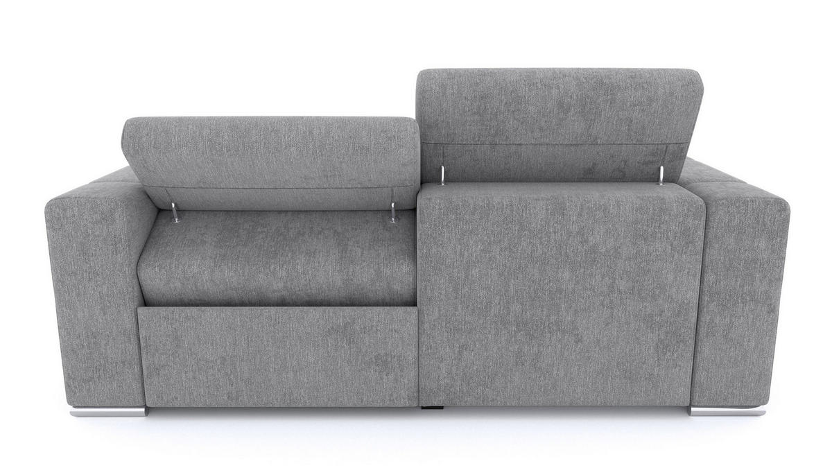 SOFA QUARTZ 3-Sitzer mit 1 Relaxfunktion, grau - Silberfarben/Grau, Holzwerkstoff/Textil (204/80/102cm) - Courtois Laville