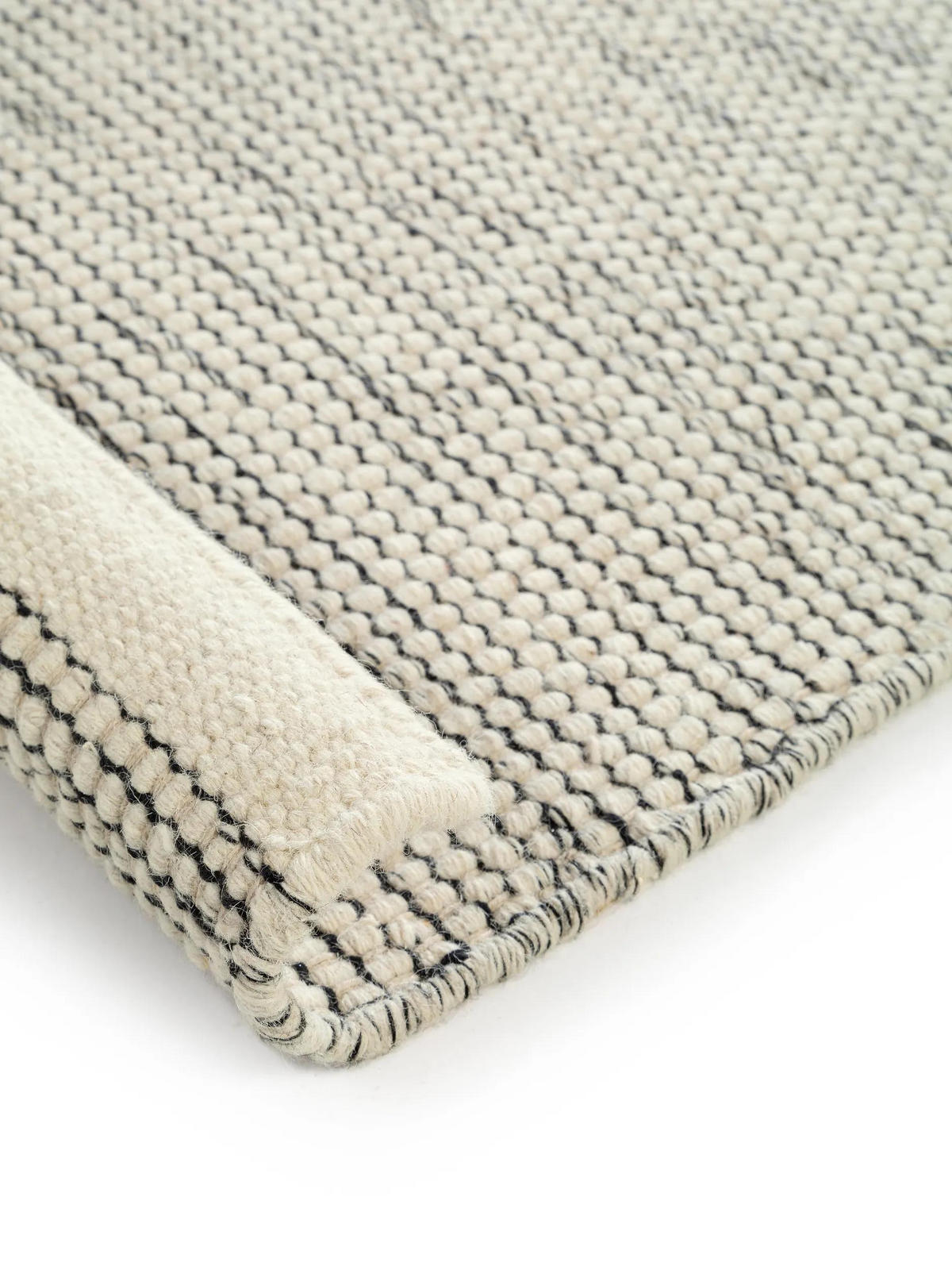 WOLLTEPPICH-LÄUFER Rocco Beige/Schwarz 70x200 cm - Beige, Naturmaterialien/Textil (70/200cm) - benuta Pure