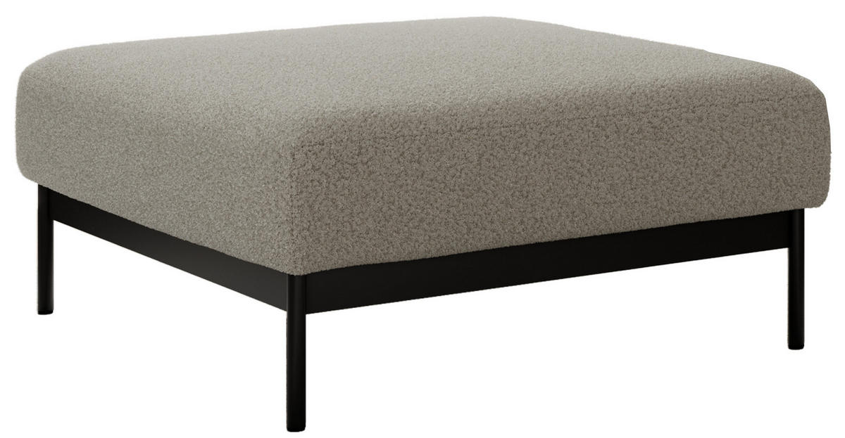 SCHLAFSOFA SALENTO Hellgrau Boucle - Hellgrau/Schwarz, Textil/Metall (221/82/193cm) - MKS