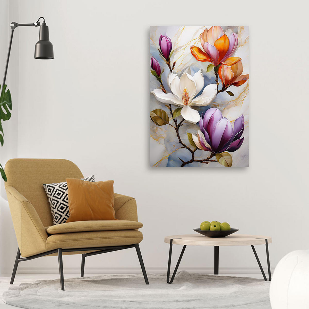 WANDBILD magnolienblüten bunter marmor - Multicolor, Textil (40/60cm) - Feeby