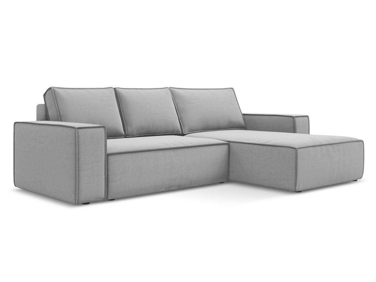 ECKSOFA mit Schlaffunktion Samt Stoff Grau - Schwarz/Grau, Kunststoff/Textil (290/185cm) - Makamii