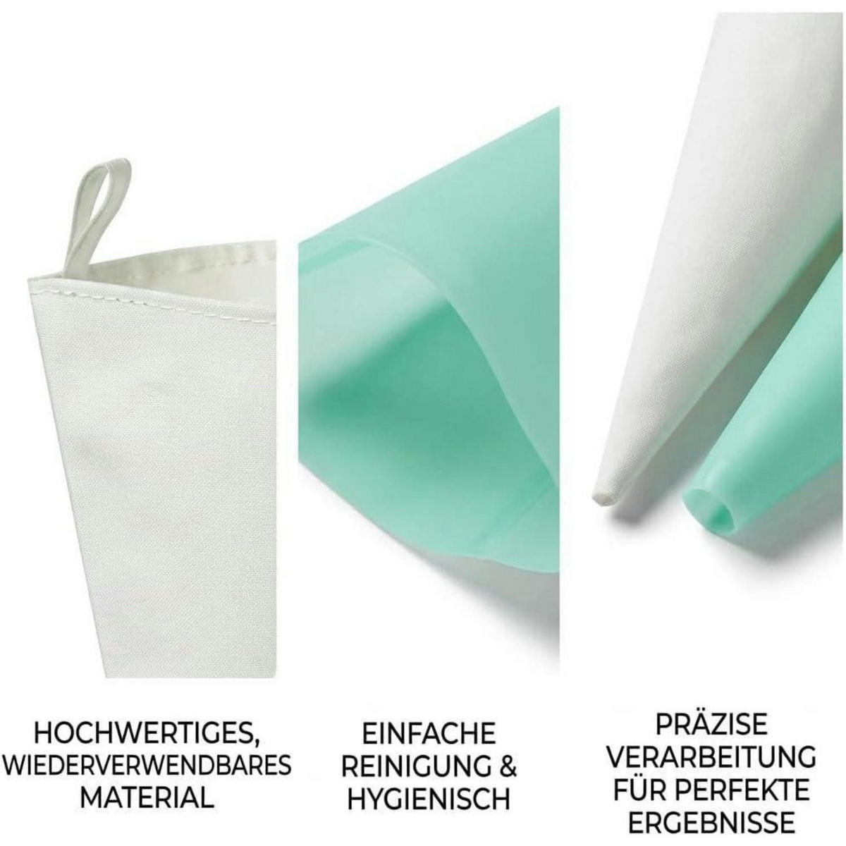 SPRITZBEUTEL Set 6-teilig wiederverwendbar 12/14/16 Zoll - Türkis, Kunststoff (15.7/1/40cm)