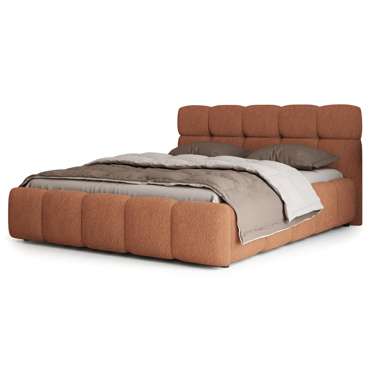 POLSTERBETT FARU Q 180x200 cm mit Bettkästen - Kupferfarben - Kupferfarben, Holz (180/200cm) - MASSENO