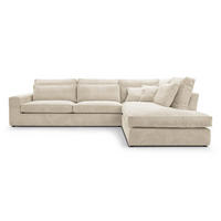 ROHOVÁ pohovka Parma bez funkce spaní, manšestrová látka, krémová, pravá - černá/béžová, textil (314/224cm) - Beautysofa