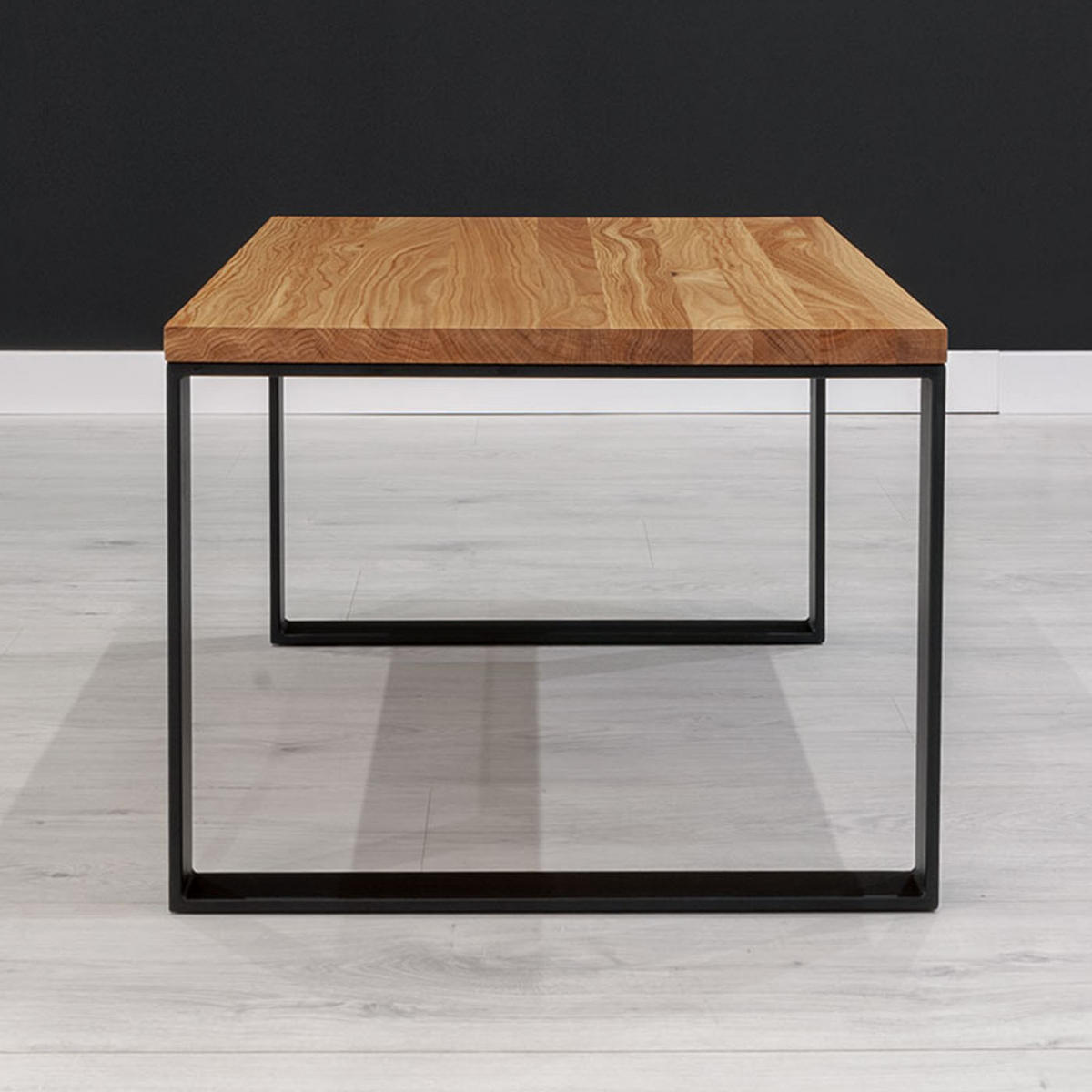 COUCHTISCH Slim aus massivem Eichenholz 80 cm - Eichefarben/Schwarz, Holz/Metall (80/60/45cm) - Danzz