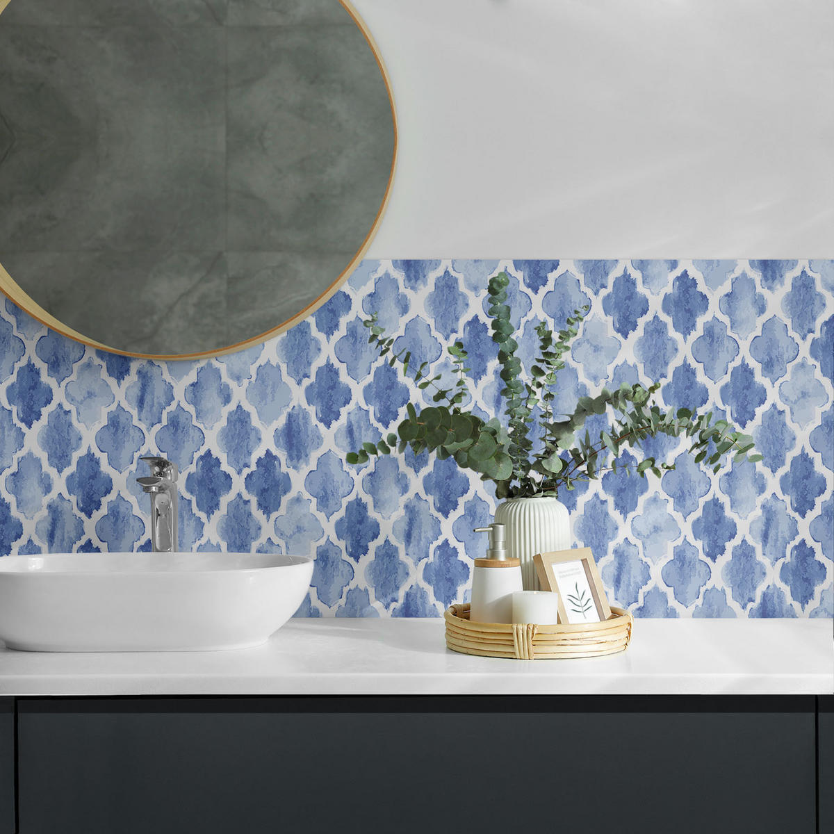 WANDPANEEL 4x 50x50 cm selbstklebend Zanthor - Blau, Kunststoff (50/1.6/50cm) - Wallfluent