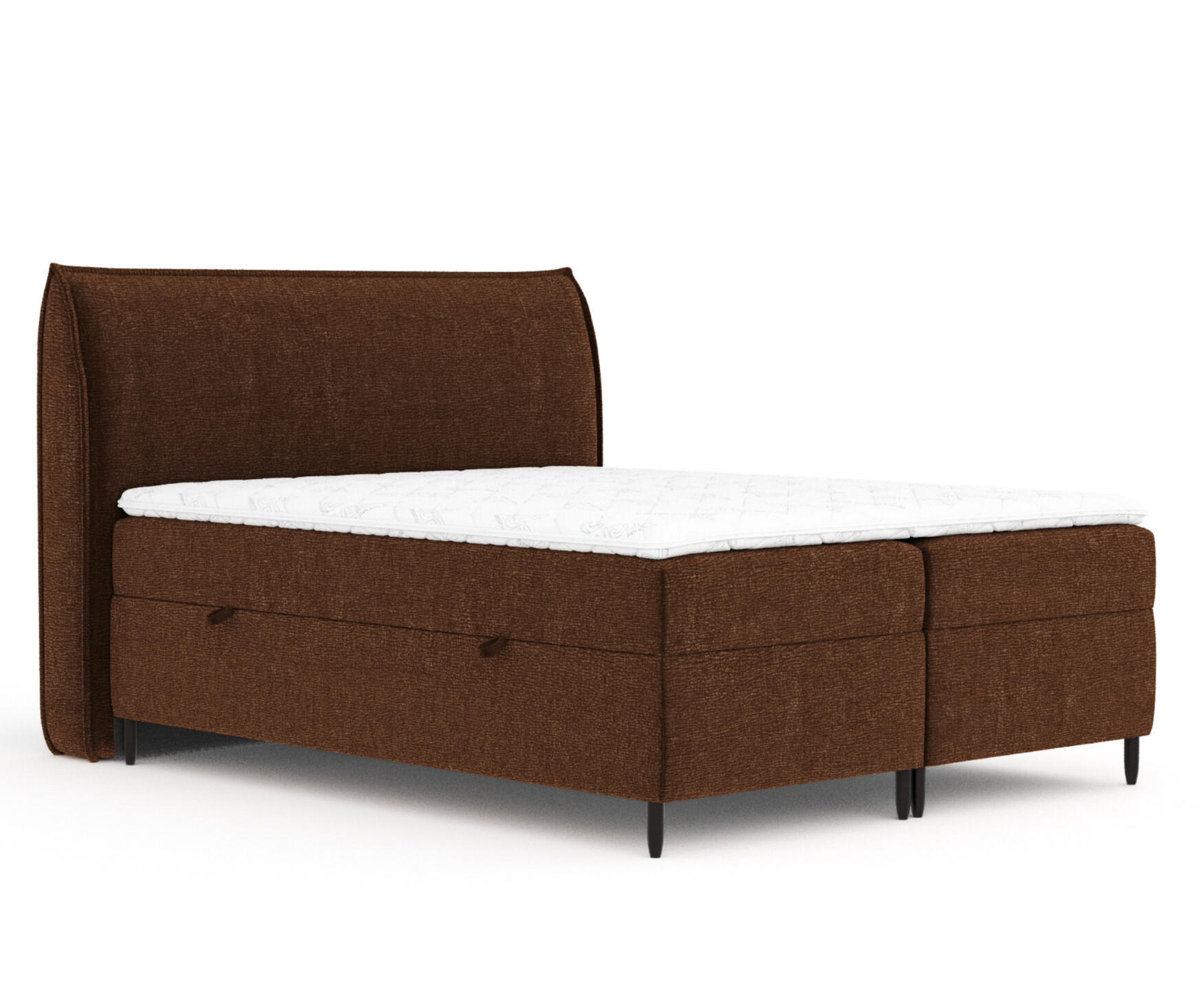 BOXBETT 140/200 cm Corvus, in Braun, Matratze, Topper, Bettkasten, H2 = mittel - Schwarz/Braun, Holz/Holzwerkstoff (140/200cm) - Maison de Reve