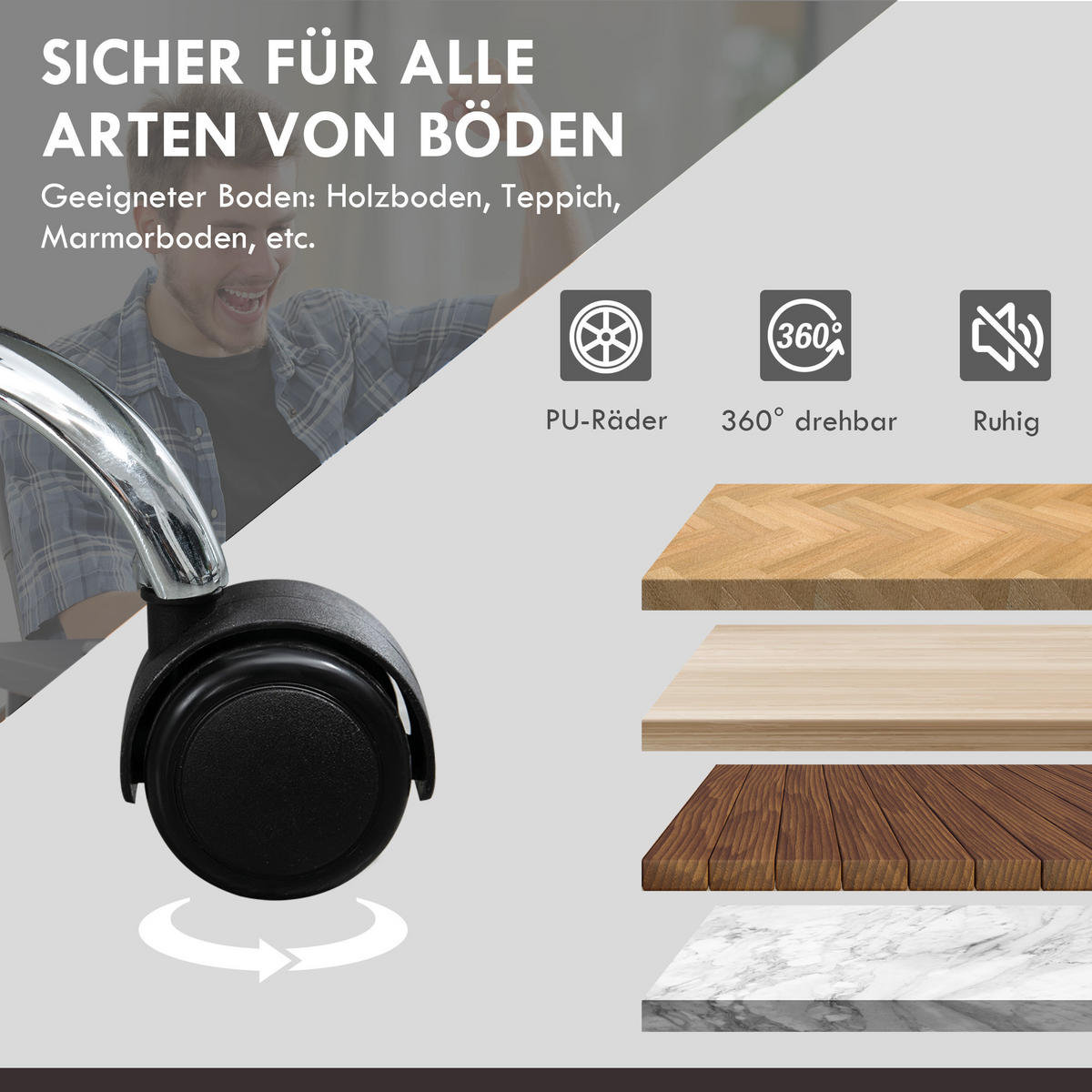 BÜROSTUHL mit Massagefunktion PC-Stuhl mit Heiz-, Liegefunktion Schwarz - Silberfarben/Schwarz, Kunststoff/Metall (67/126/66cm) - Vinsetto