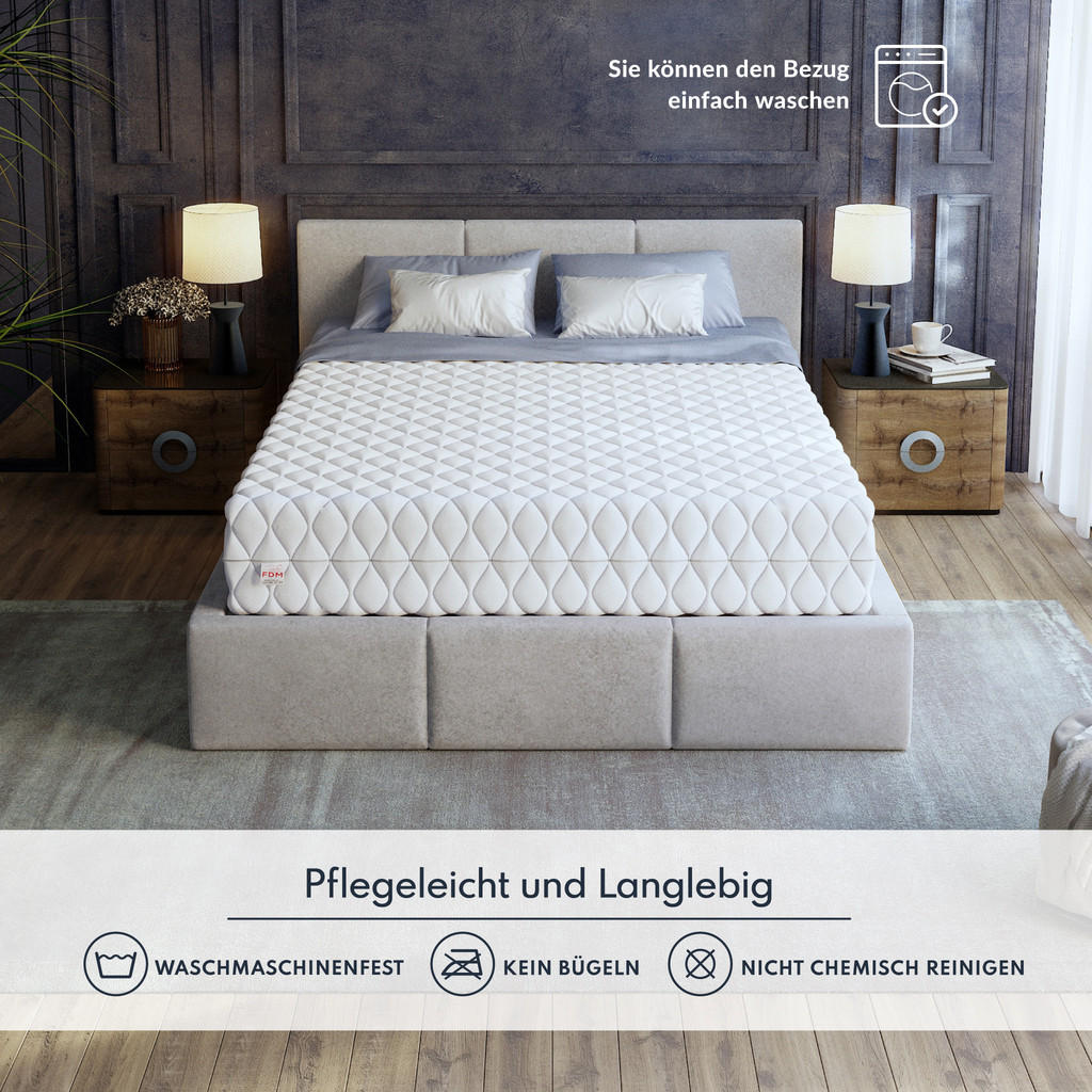 Thumbnail - FDM Taschenfederkernmatratze, Weiß, Textil, H4 + H5, Füllung: Taschenfederkern, Rechteckig, 80x200 cm, Oeko-Tex® Standar...