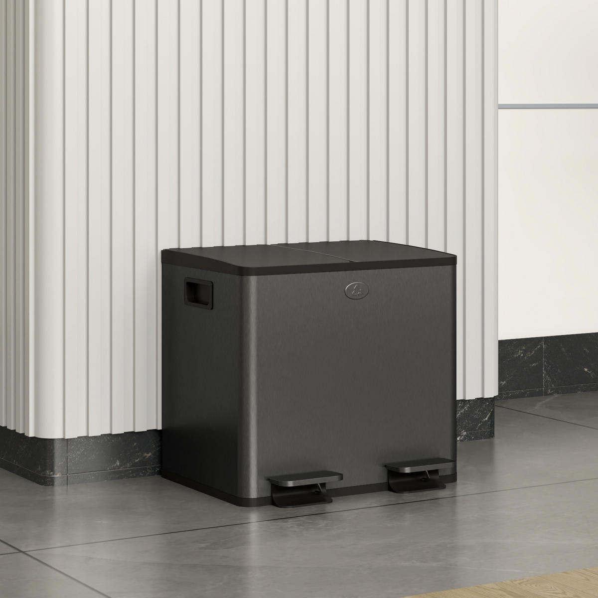MÜLLEIMER Schwarz 41.7/36.6/43.2 cm - Schwarz, Metall (36.6/43.2/41.7cm) - HOMCOM