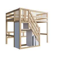 HOCHBETT mit Aufbewahrungstreppe 90x200 cm Massivholz Natural - Braun, Holz (90/200cm) - Meubliv