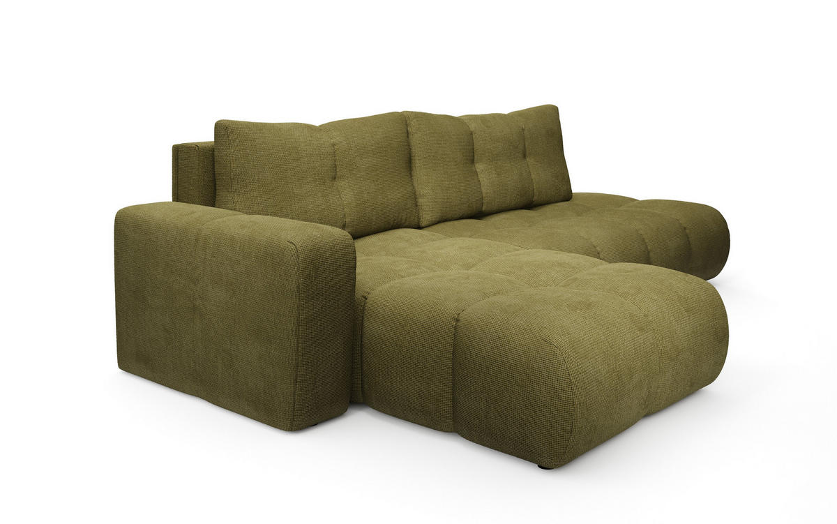 ECKSOFA DUCA L-S Grün Chenille mit Schlaffunktion - Grün, Holz (266.5/266.5cm) - MASSENO