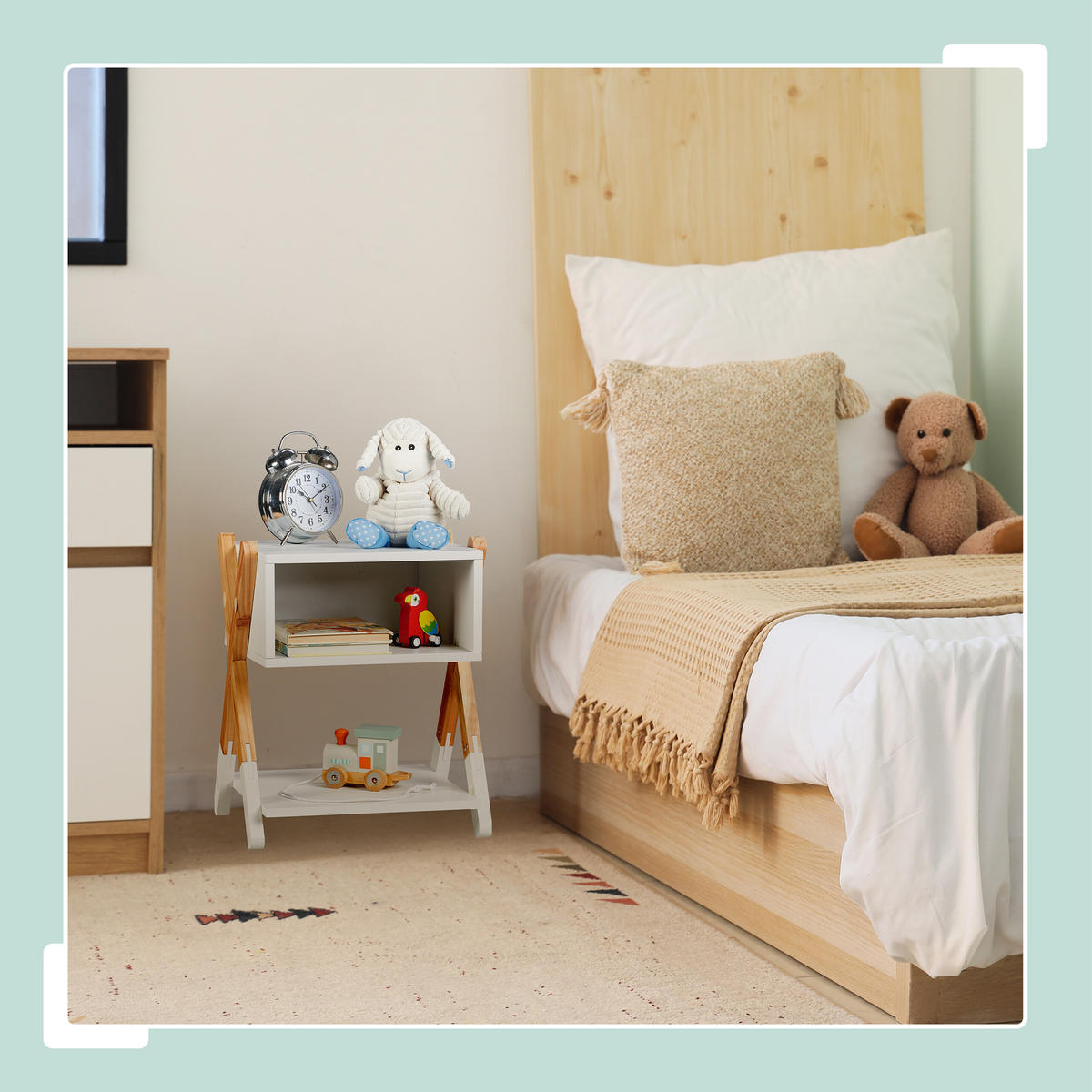 KINDER-NACHTTISCH - Weiß, Holz/Holzwerkstoff (34/42/30cm) - Relaxdays