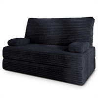 POHOVKA z pěny LADIA s funkcí spaní Manšestrová látka Černá - černá, textil (140/86/60cm) - MASSENO