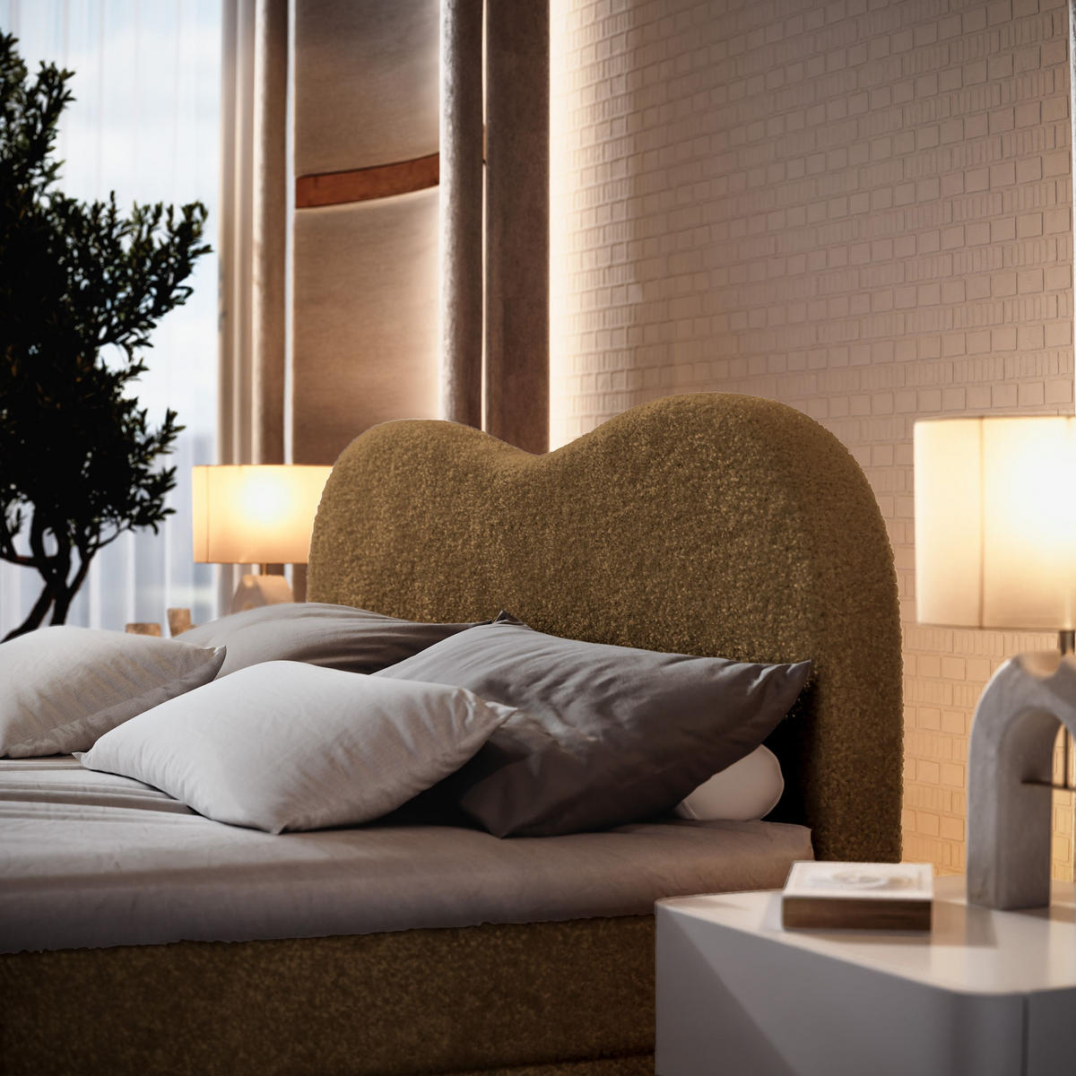 BOXBETT FLUVIA N 160x200 cm mit Matratze und Topper - Braun - Braun, Holz (160/200cm) - MASSENO