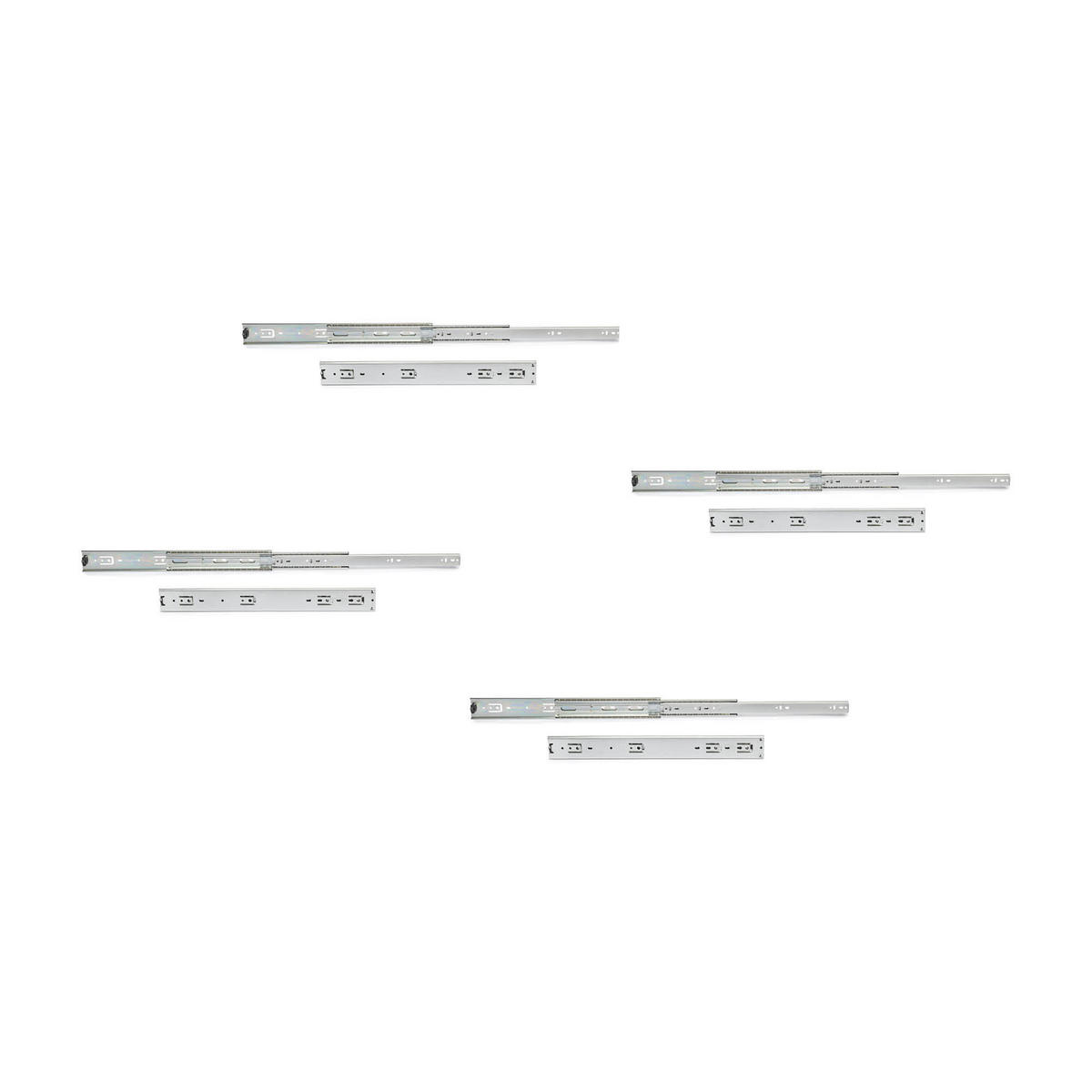 KUGELFÜHRUNGEN für Schwerlastschubladen, Vollauszug, Höhe 51mm 4er-set - Zinkfarben, Metall (1.27/6/40cm) - EMUCA