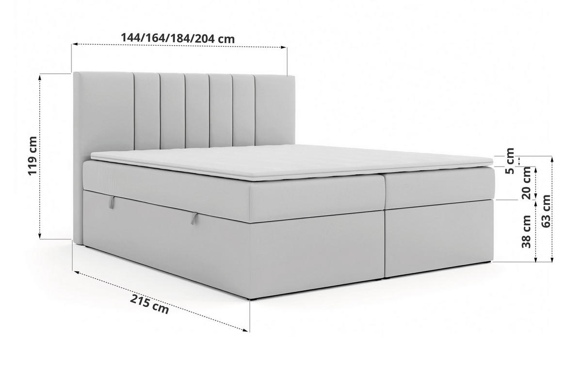 BOXBETT INERO 180/200 - Greige Stukture - Topper Visco - H4 - Greige/Schwarz, Kunststoff/Textil (180/200cm) - MKS