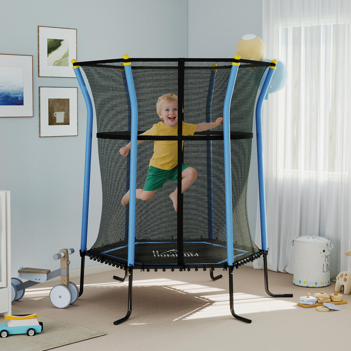 KINDERTRAMPOLIN - Blau, Kunststoff/Metall (163.5/163.5cm) - HOMCOM