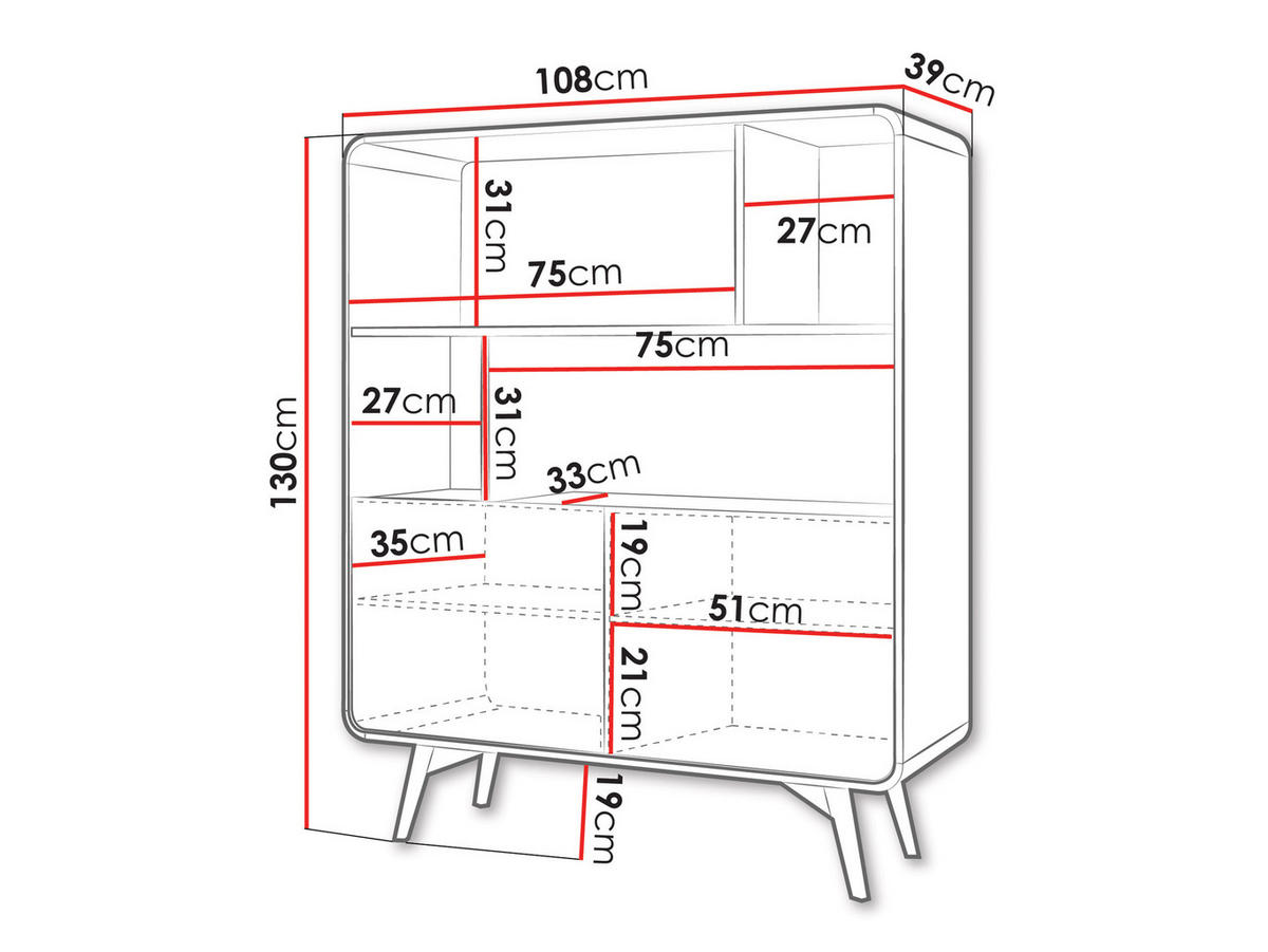 STANDREGAL Helion RG108 - Nussbaumfarben, Holz/Holzwerkstoff (108/130/39cm) - MIRJAN24