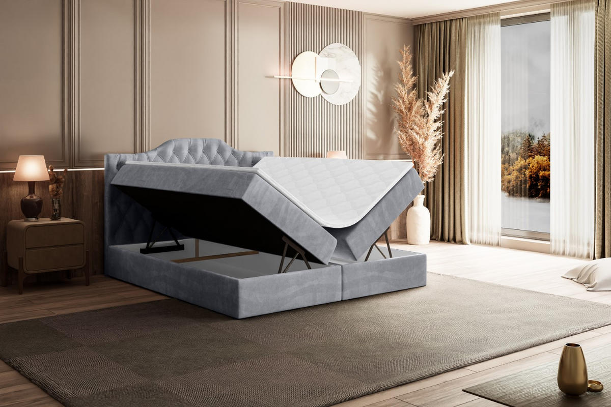 BOXBETT VILA-1 - 200x200 cm - H3 - Hellgrau - Hellgrau, Holzwerkstoff (200/200cm) - ALTDECOR