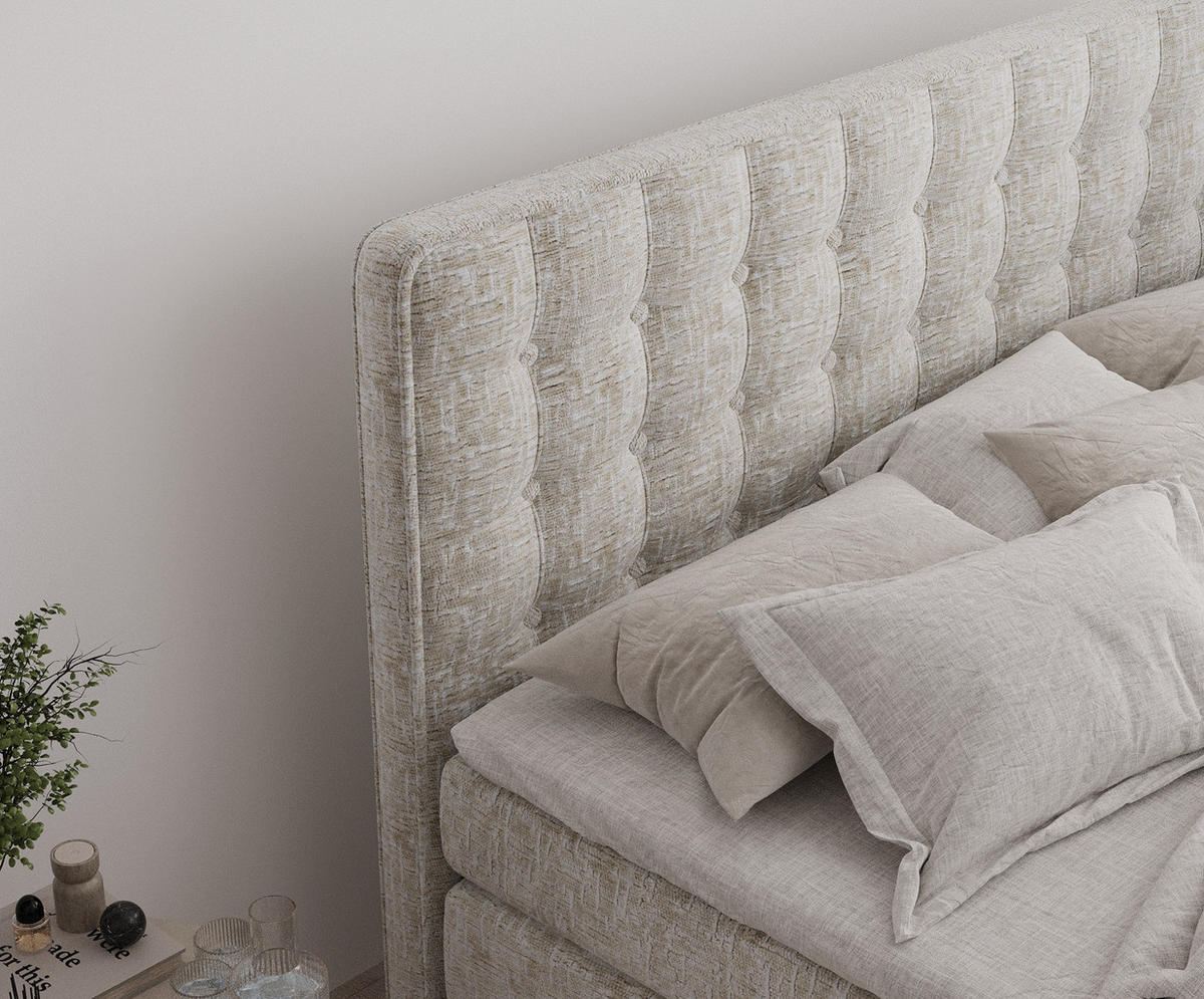 BOXSPRINGBETT Velouria Beige 160/200 cm - Beige/Schwarz, Holz/Holzwerkstoff (160/200cm) - Maison de Reve