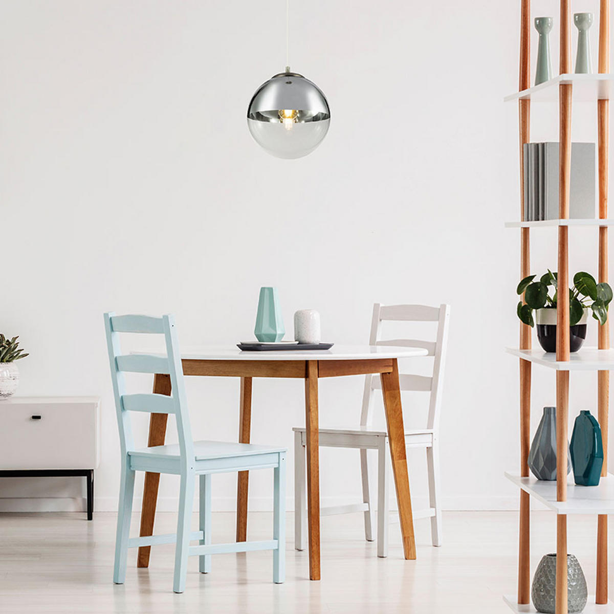 LED HÄNGELEUCHTE VARUS Chrom Silber - Silberfarben, Glas (25/25/120cm) - Globo Lighting