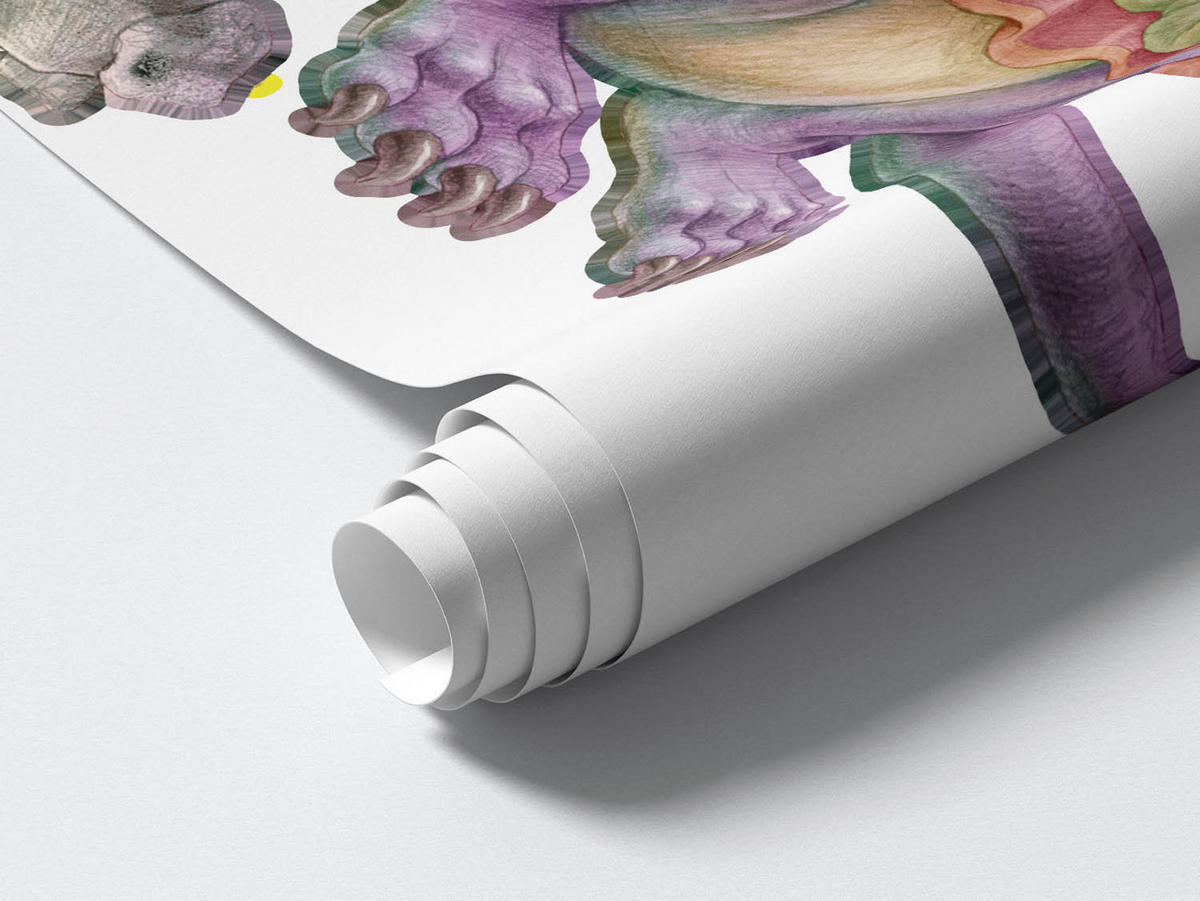 WANDAUFKLEBER 60x73cm - Drachenfamilie - Multicolor, Kunststoff (60/73/0.1cm) - Wallfluent