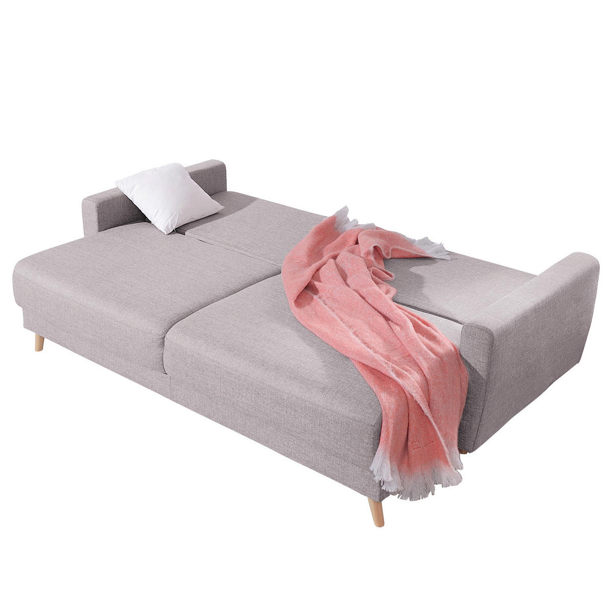 3-SITZER SOFA - Hellbraun/Hellrosa, Textil (220/90/90cm) - home24
