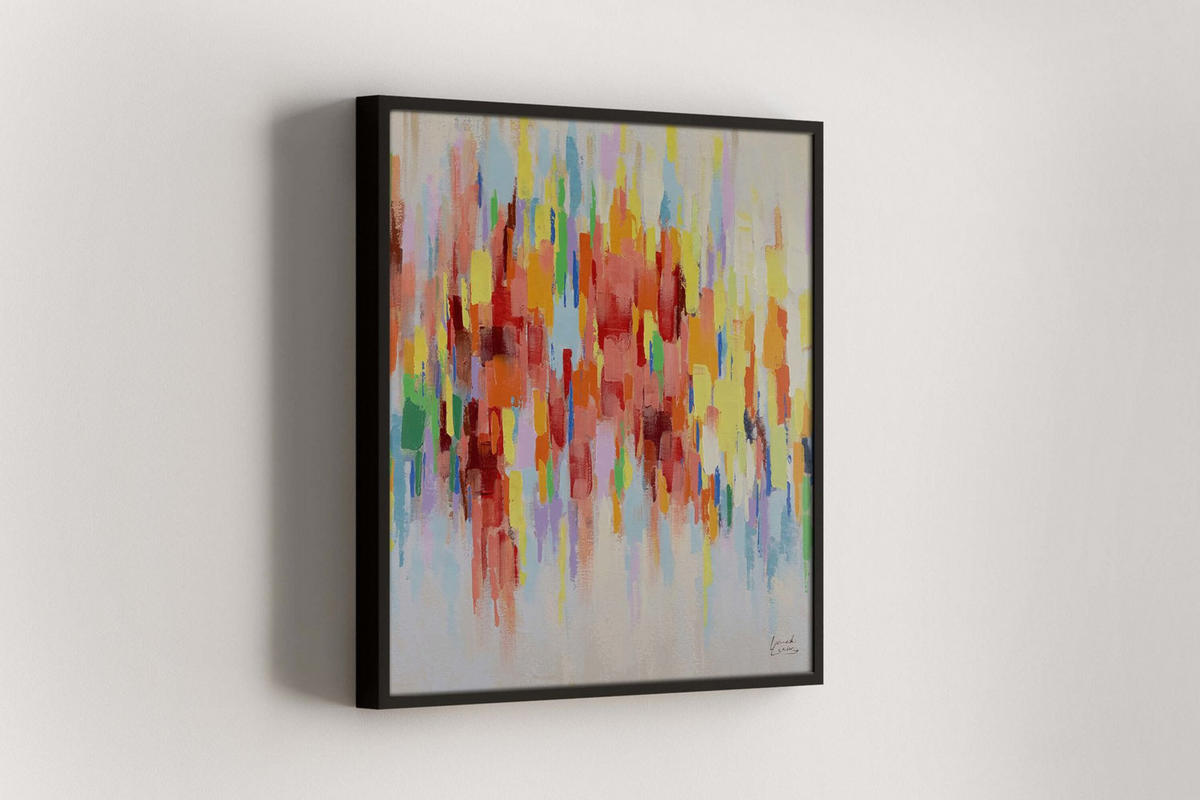 RUČNE MAĽOVANÝ AKRYLOVÝ OBRAZ 80/80 cm, béžový, abstraktný geometrický motív - viacfarebná/béžová, drevo/textil (80/80cm) - KUNSTLOFT