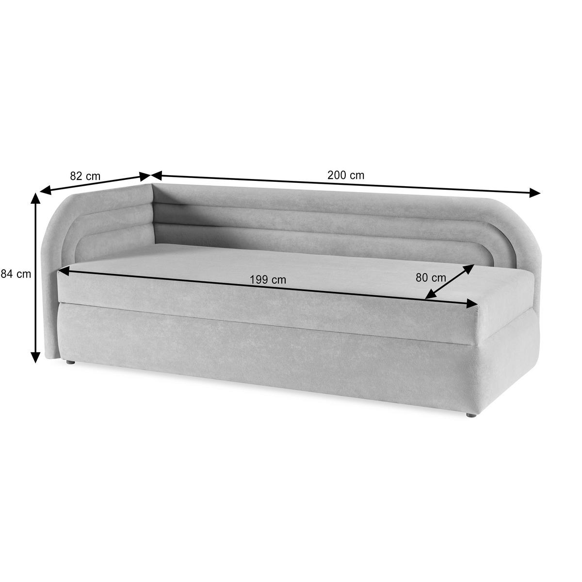 POLSTERBETT Cobi, Eckbett 80x200 cm mit Bettkasten, Hellgrau, Links - Hellgrau, Textil (80/200cm) - Beautysofa