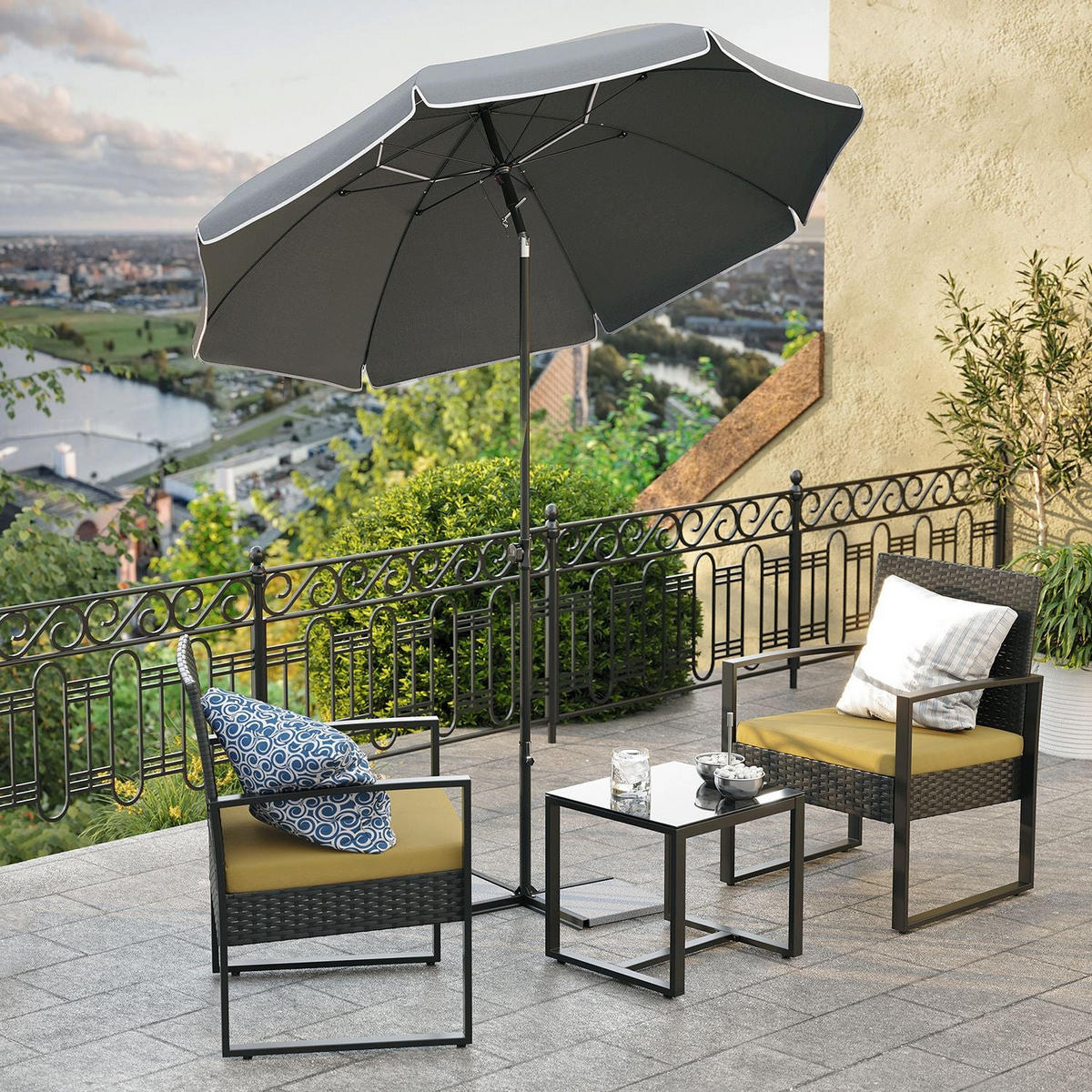 SONNENSCHIRM - Grau, Textil (160/160cm) - Hansiro