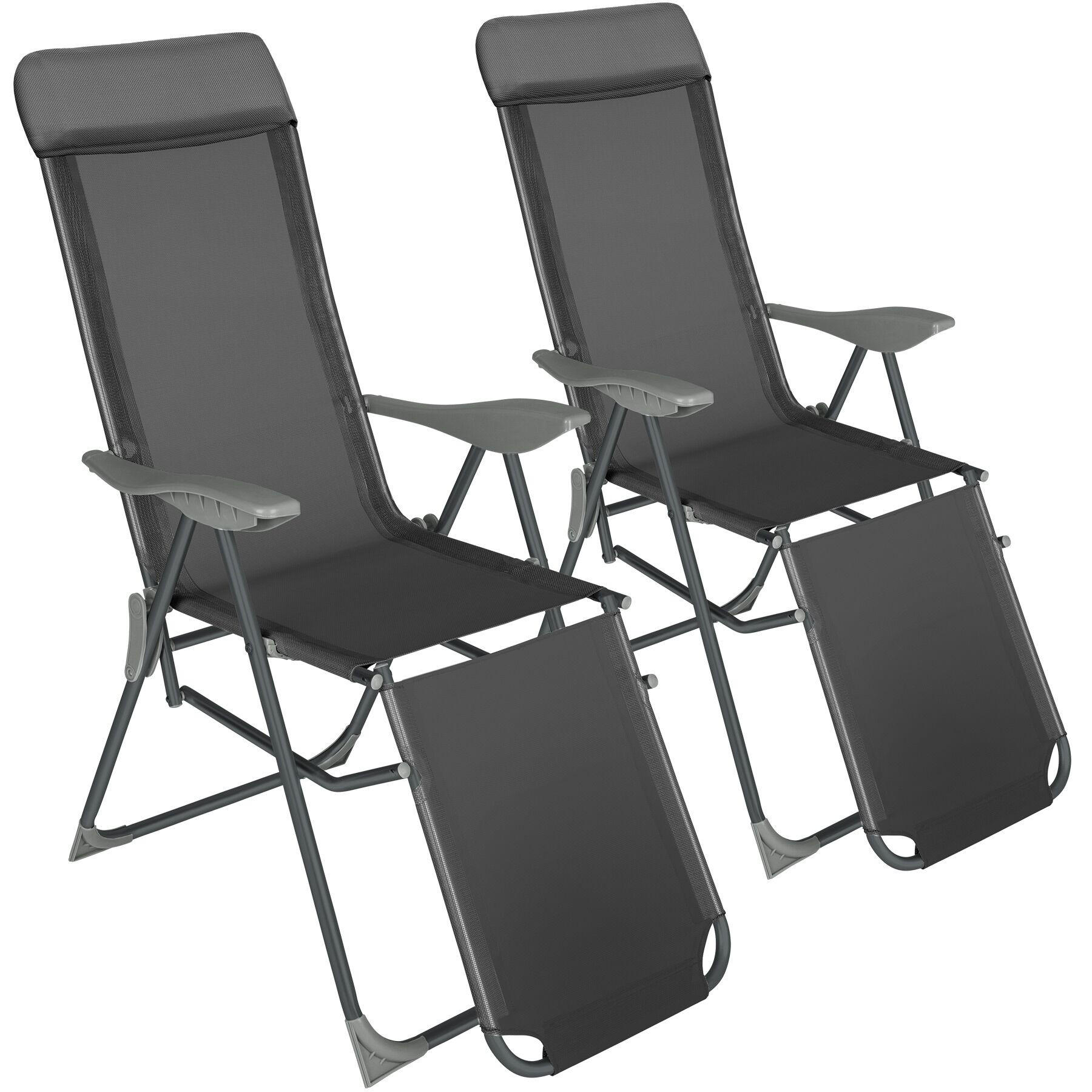 GARTENSTUHL Jana 2er Set, 146, 5 x 59 x 117, 5 cm, anthrazit - Anthrazit, Metall (59/117.5/146.5cm) - tectake