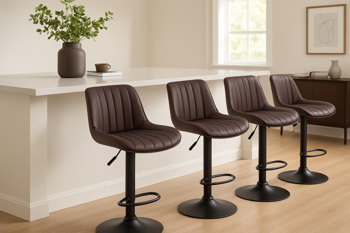 BARHOCKER Lento Gestell schwarz Kunstleder Braun - Schwarz/Braun, Kunststoff/Metall (50/108/50cm) - TPFLiving