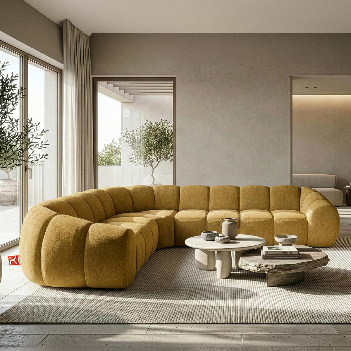 ECKSOFA LINKS FLAVA, Honigfarben - Honig, Holz/Holzwerkstoff (310/270cm) - KONSIMO®