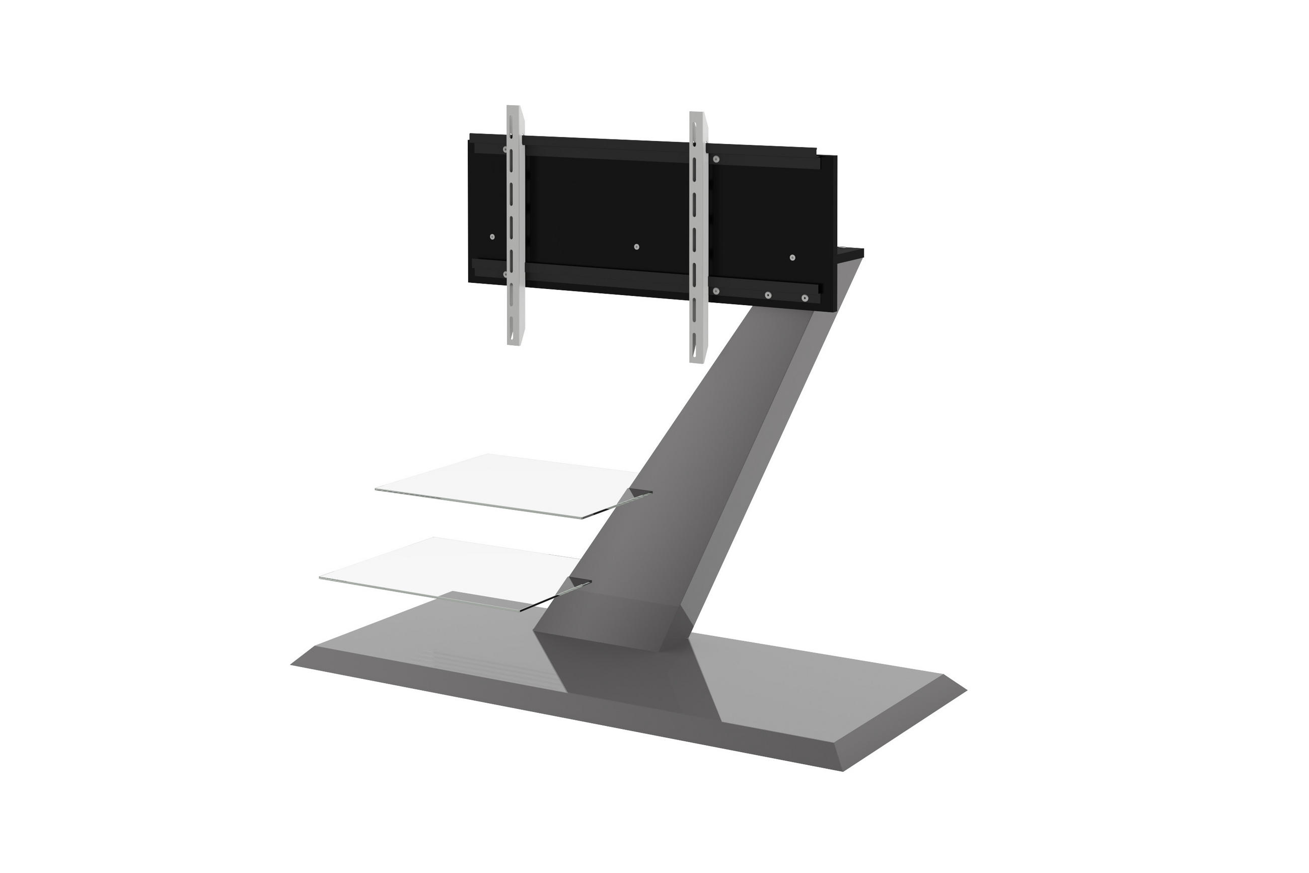 TV RACK rechteckig Grau Hochglanz Glas 120/106/50 cm - Grau, Holzwerkstoff (120/106/50cm)