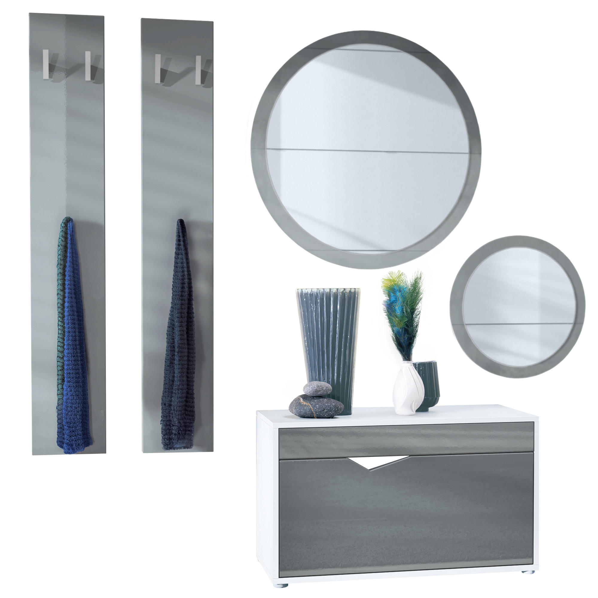 GARDEROBE Espoo Grau Hochglanz - Grau, Holzwerkstoff (200/200/33cm) - Vladon