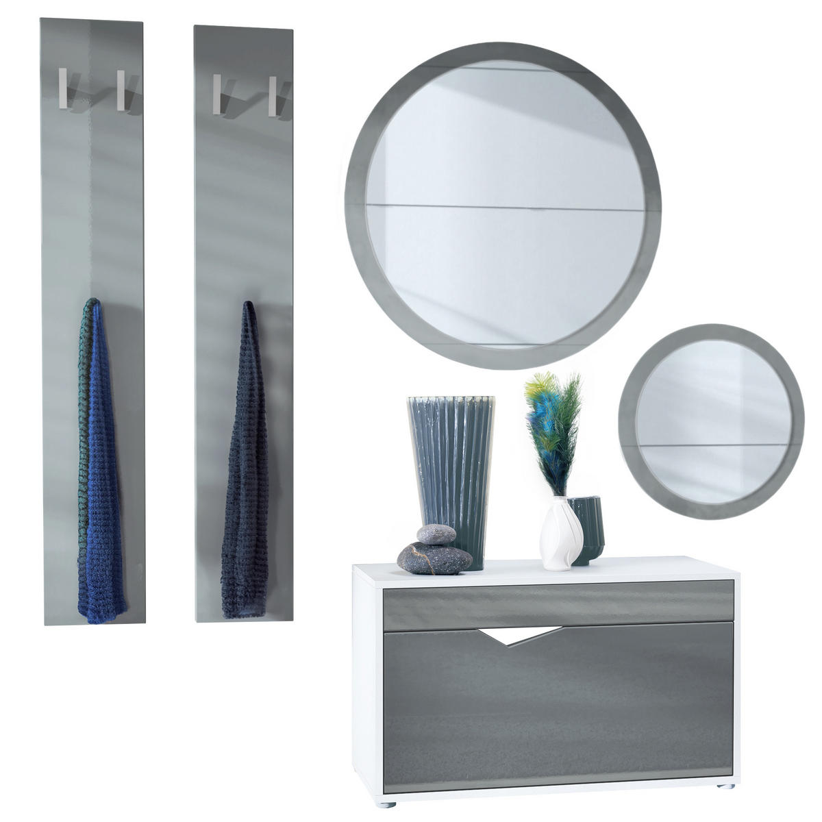 GARDEROBE Espoo Grau Hochglanz - Grau, Holzwerkstoff (200/200/33cm) - Vladon
