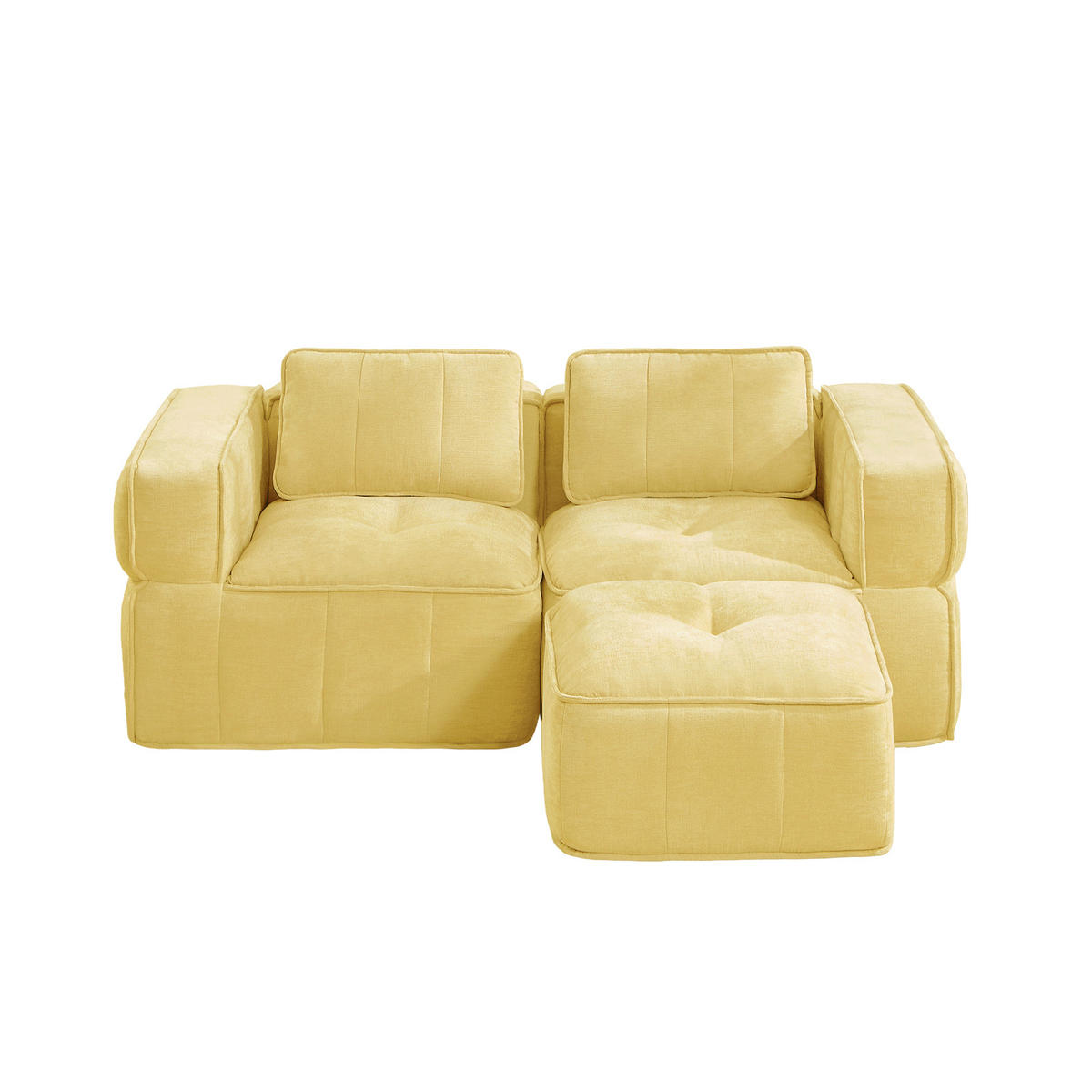 ECKSOFA DE-34428 L-Form mit Hocker Gelb - Gelb, Textil (93/198cm) - ComfortXL