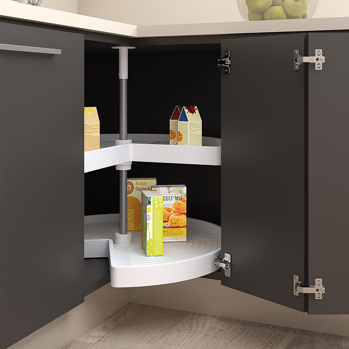 DREHPLATTEN Shelvo 3/4, für 800mm Modul, Kunststoff und Aluminium, weiss 2er-set - Weiß, Kunststoff (80/77/80cm) - EMUCA