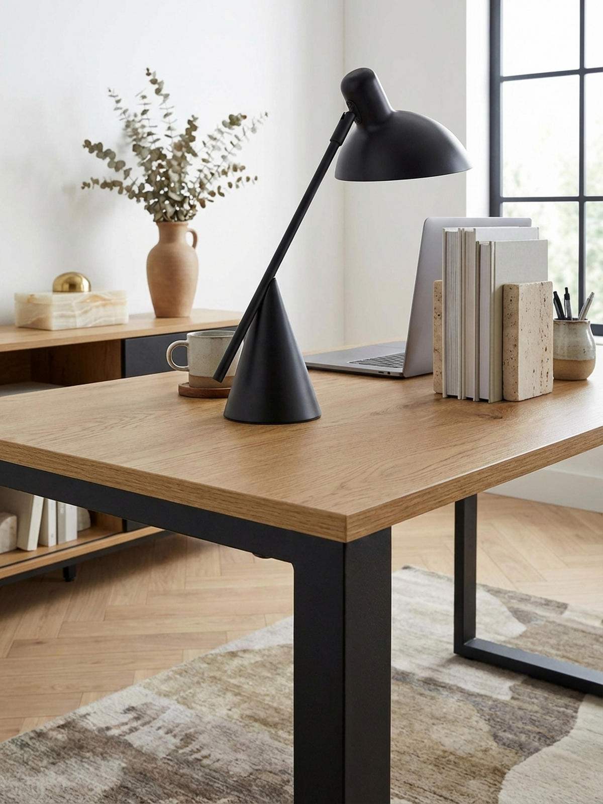 SCHREIBTISCH – Eiche, 120x60x76 cm, Metallbeine, robust & vielseitig - Schwarz/Braun, Holz/Metall (60/120/76cm) - KADIMA DESIGN