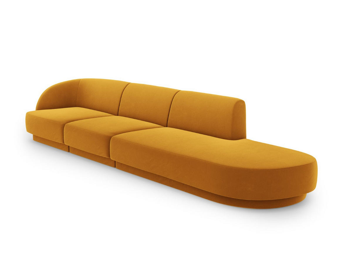 RECHTES-SOFA Miley aus Samt gelb 4 Sitzplätze - Gelb, Textil (90/70/323cm) - Micadoni