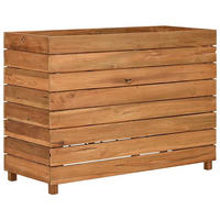 HOCHBEET 100x40x72 cm Teak Altholz und Stahl - Braun, Holz (100/72/40cm)