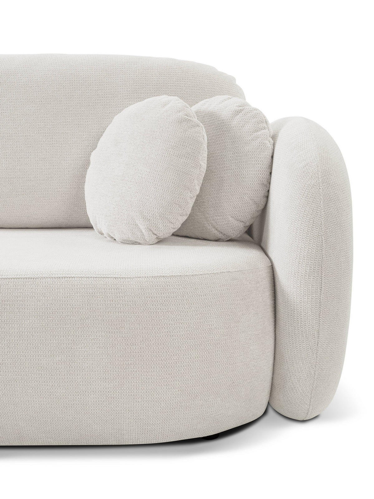 ECKSOFA AMICO L-S Weiß Geflochtener Stoff mit Schlaffunktion - Weiß, Holz (248/174cm) - MASSENO