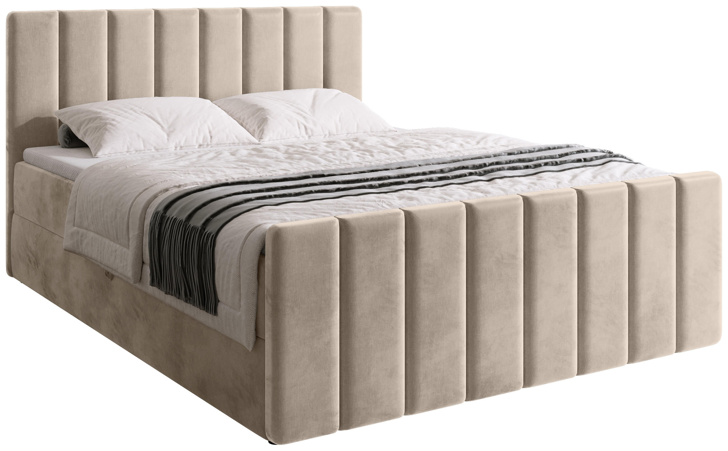 BOXSPRINGBETT Denver DUO mit Topper 140x200 Beige - Sahara, Textil (140/200cm) - Bromarkt
