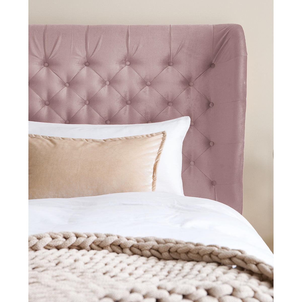 POLSTERBETT - Samt - Mauve, Textil (180/200cm) - home24
